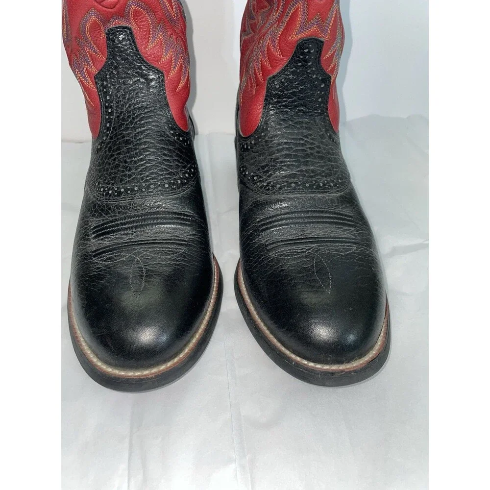 Ariat Heritage 34960 Leather Cowboy Boots Black Red Mens Western Sz 9D
